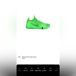 Men’s Kobe Exodus Green Bball  shoes.Worn 3 times, too big. Legendary